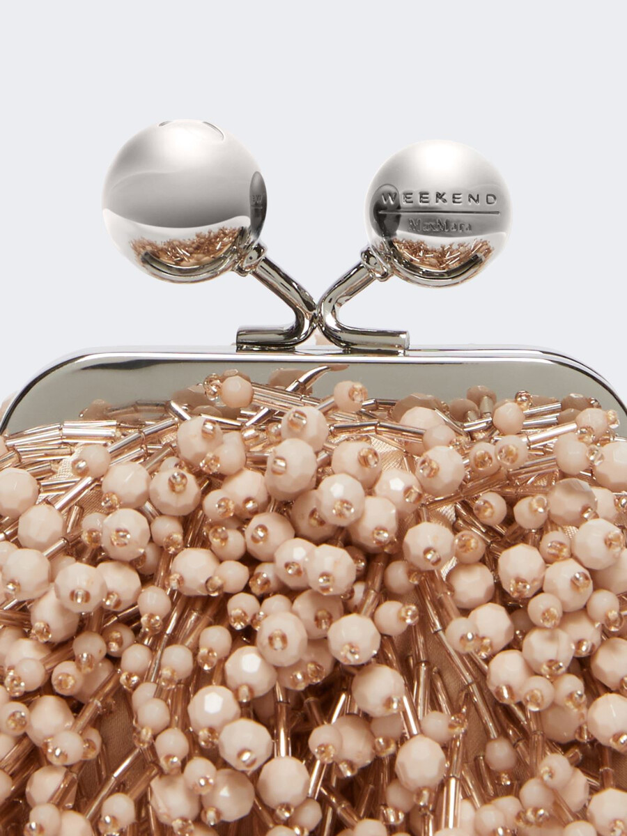 sac nano pasticcino en satin et sequins - poudre