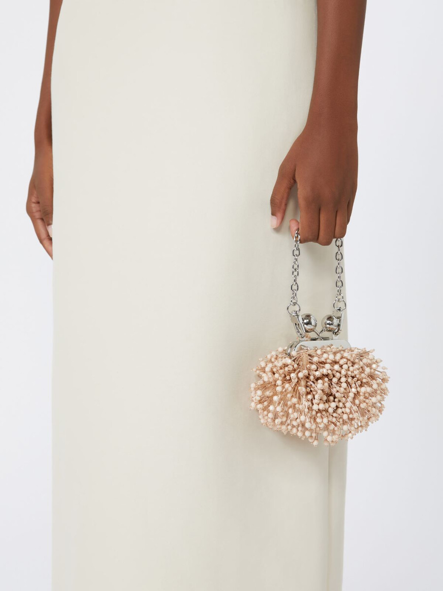 sac nano pasticcino en satin et sequins - poudre