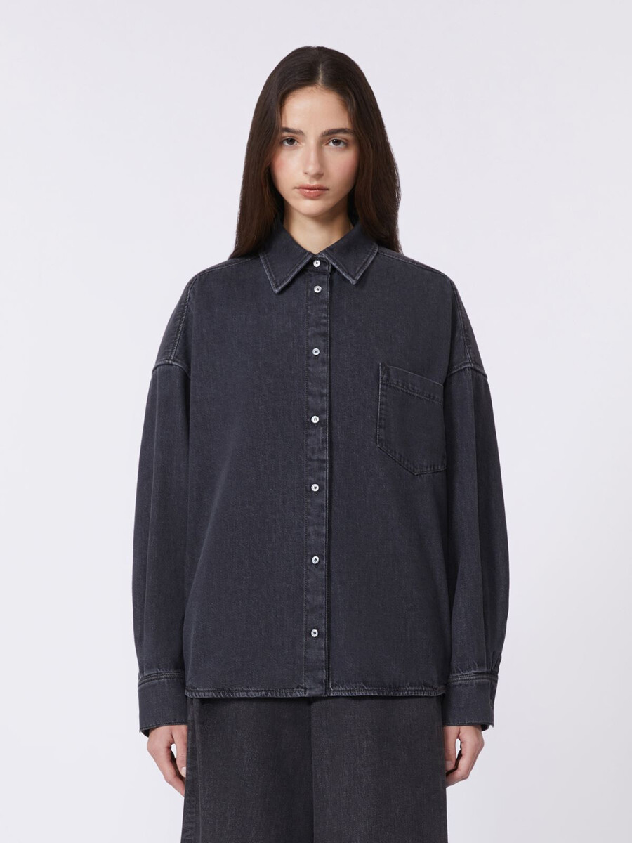 chemise en denim de coton - noire