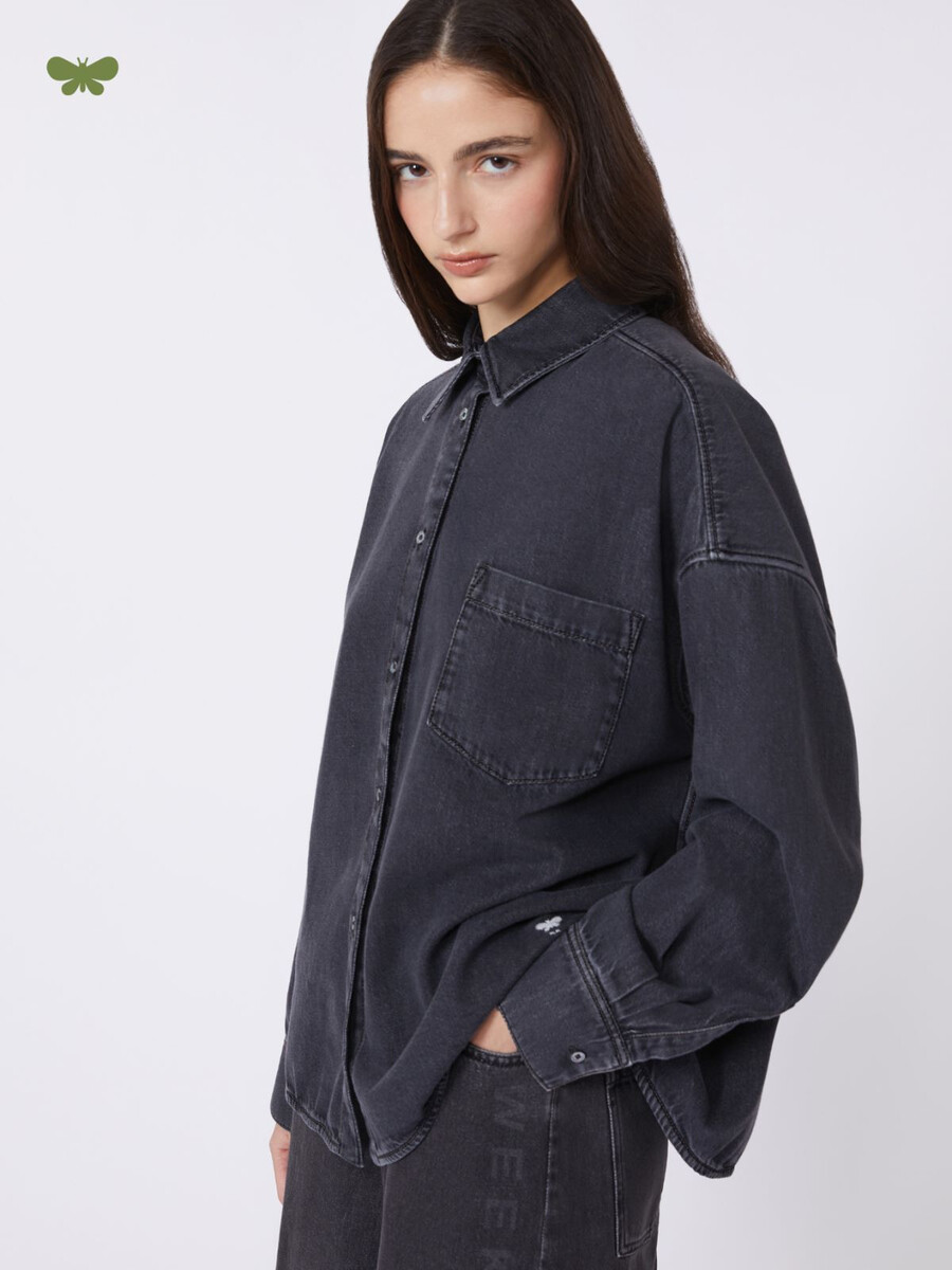 chemise en denim de coton - noire