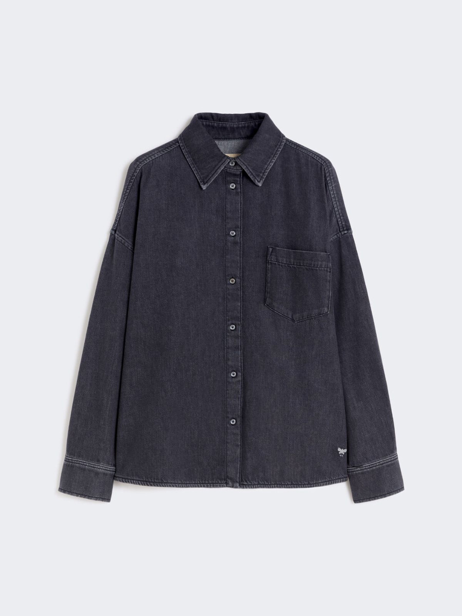 chemise en denim de coton - noire