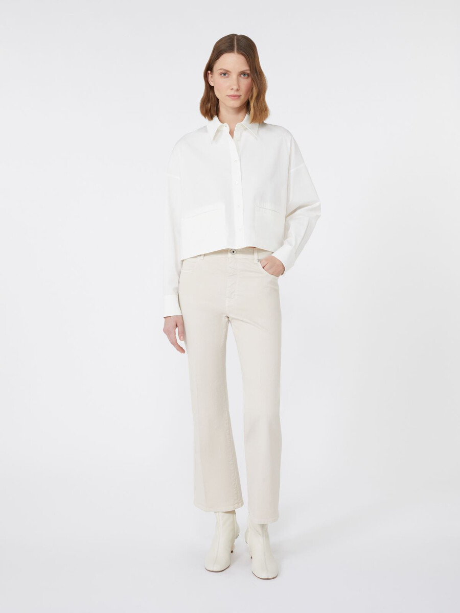 chemise en coton épais coupe carrée - blanc
