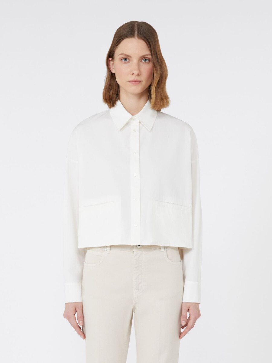 chemise en coton épais coupe carrée - blanc