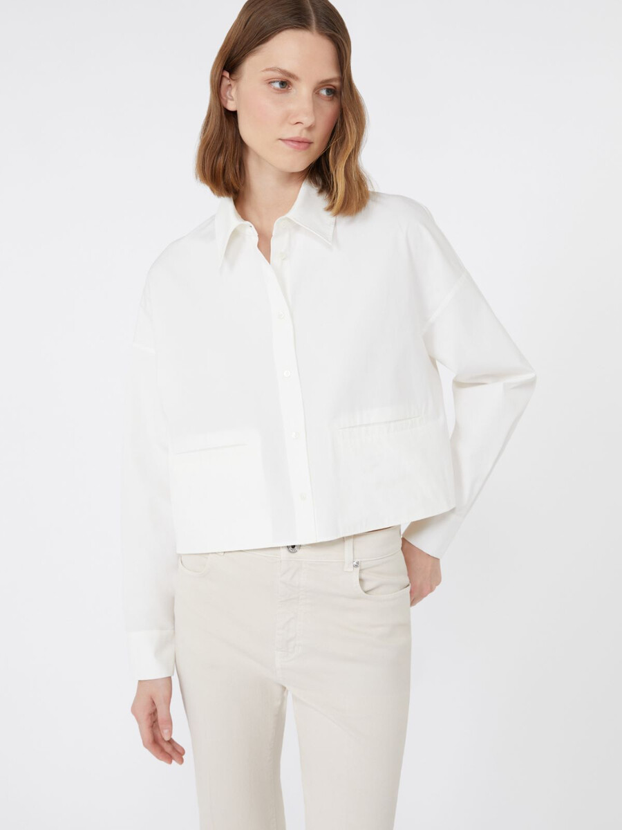chemise en coton épais coupe carrée - blanc