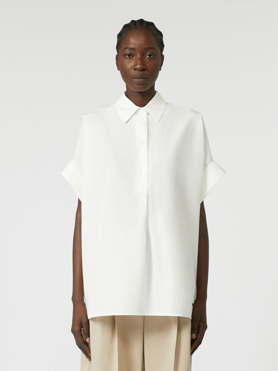 chemise en popeline de coton coupe droite - blanc