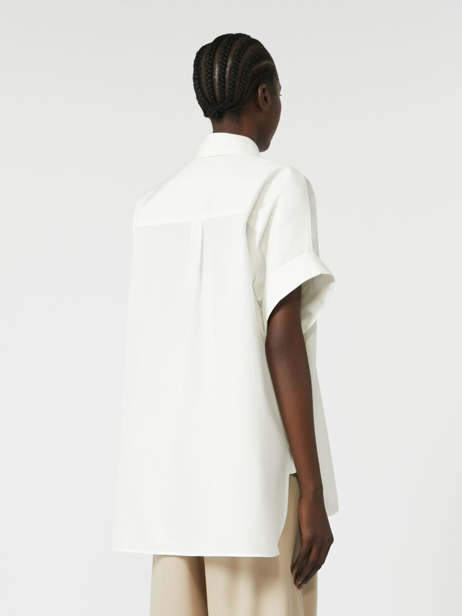 chemise en popeline de coton coupe droite - blanc