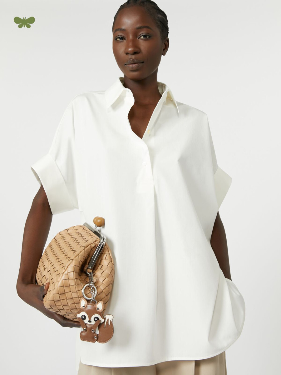 chemise en popeline de coton coupe droite - blanc