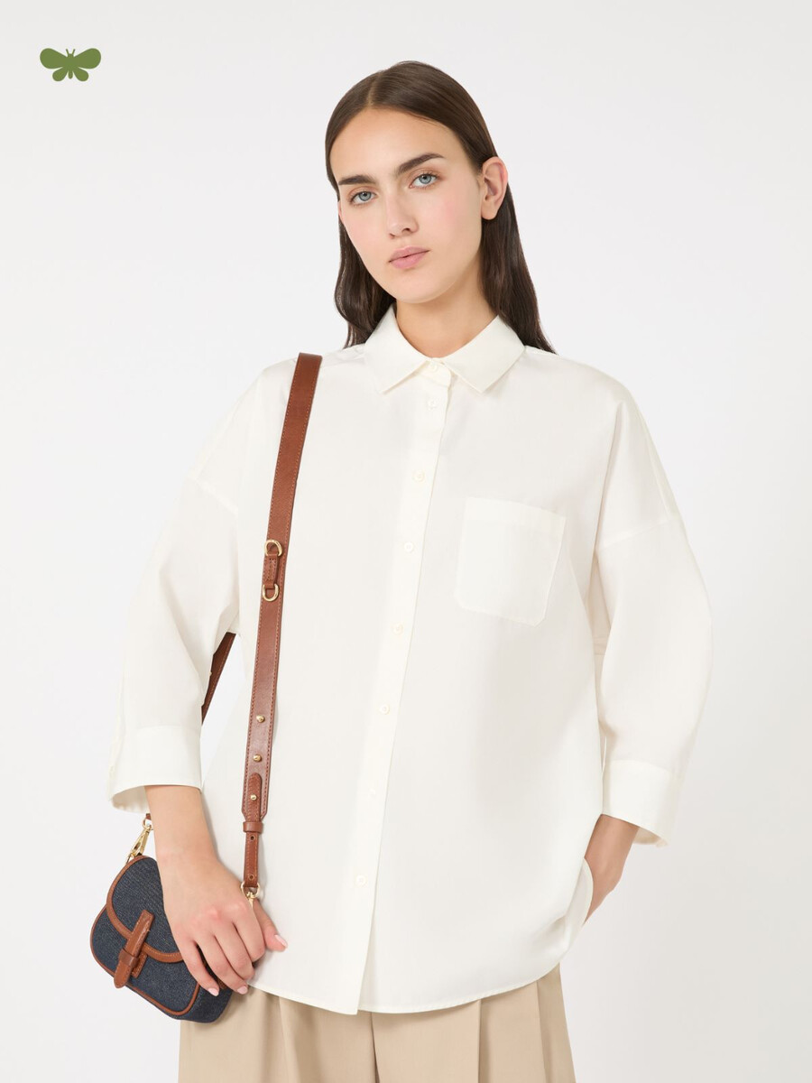 chemise évasée en popeline - blanc