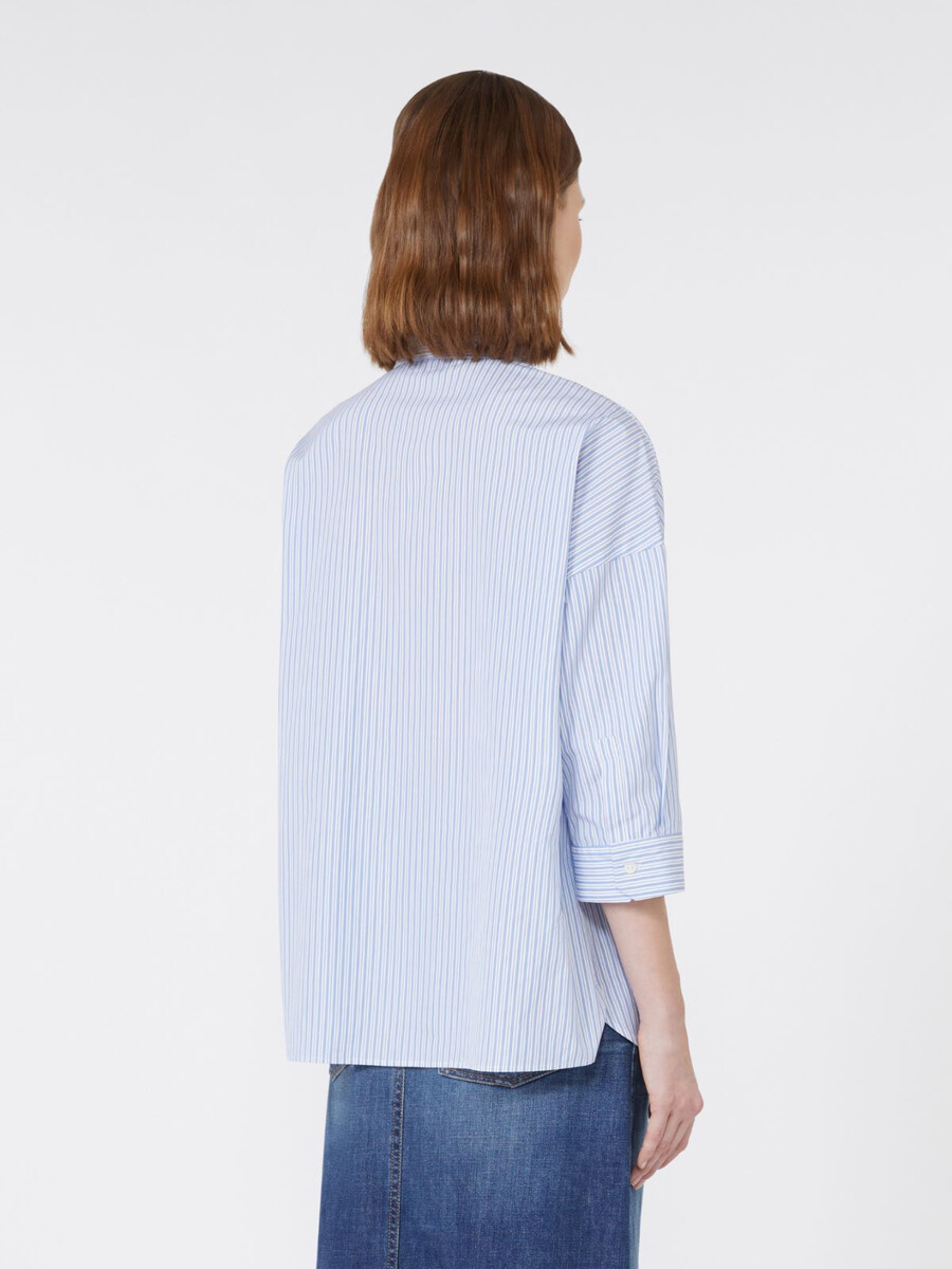 chemise évasée en popeline - bleu clair
