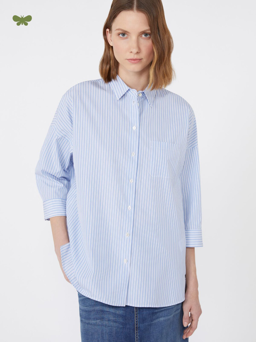chemise évasée en popeline - bleu clair