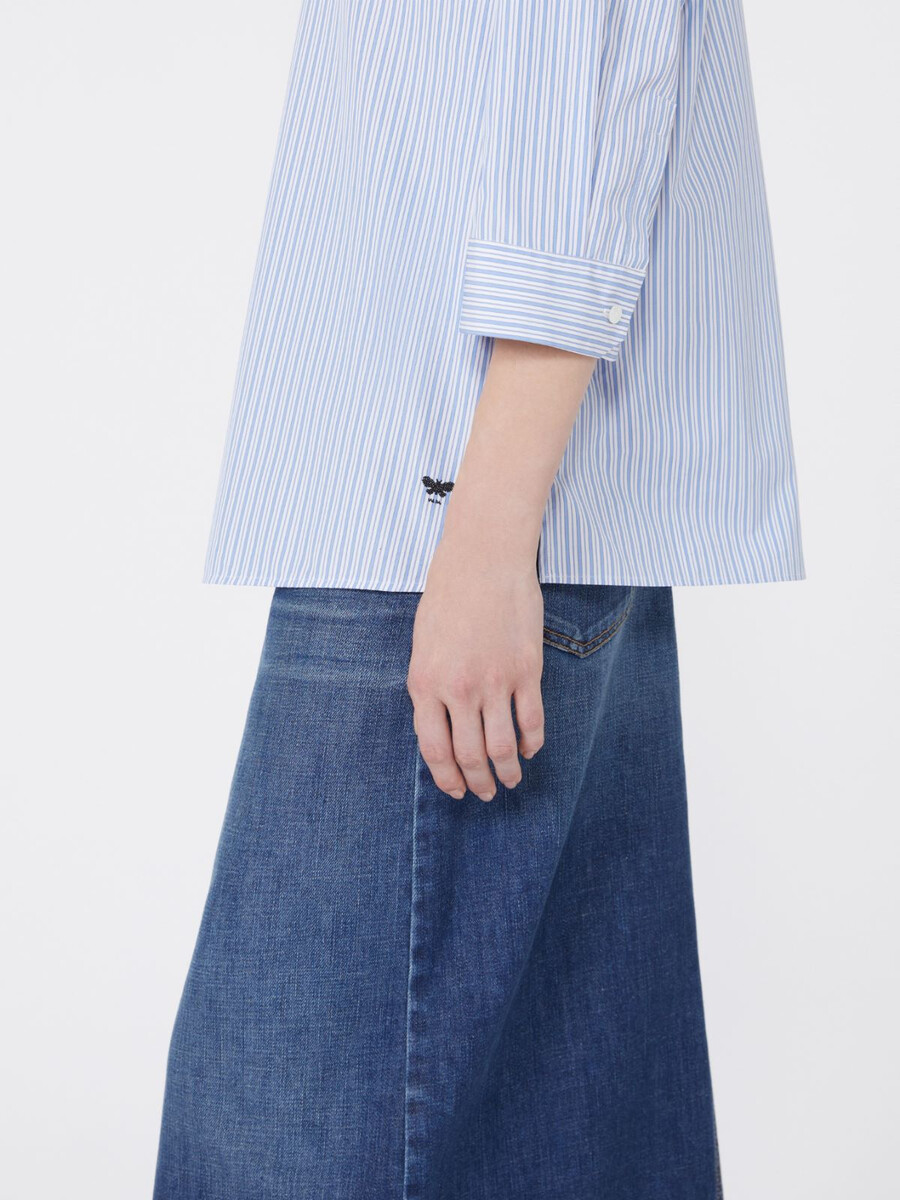 chemise évasée en popeline - bleu clair