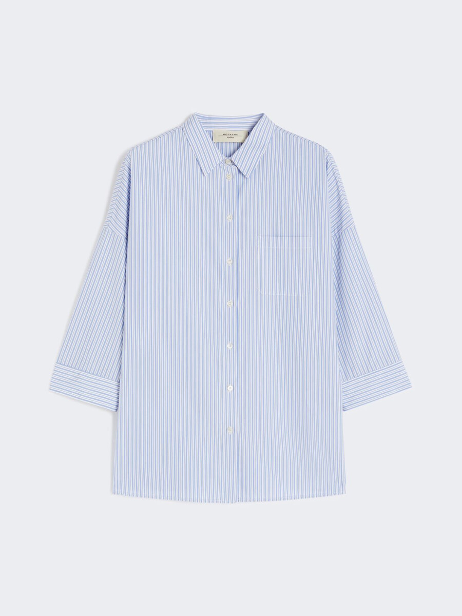 chemise évasée en popeline - bleu clair