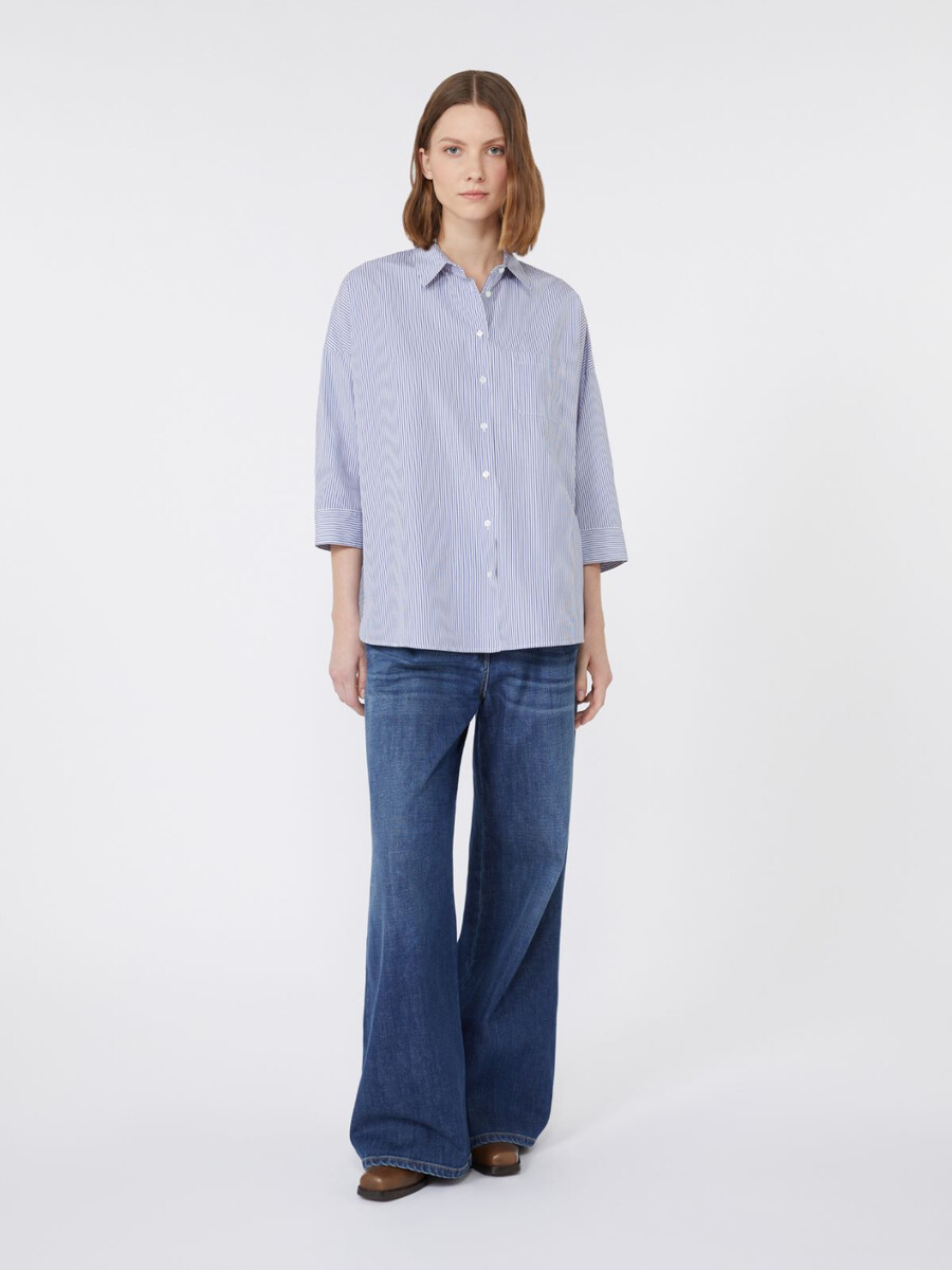 chemise évasée en popeline - marine