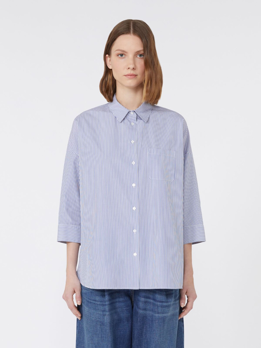 chemise évasée en popeline - marine