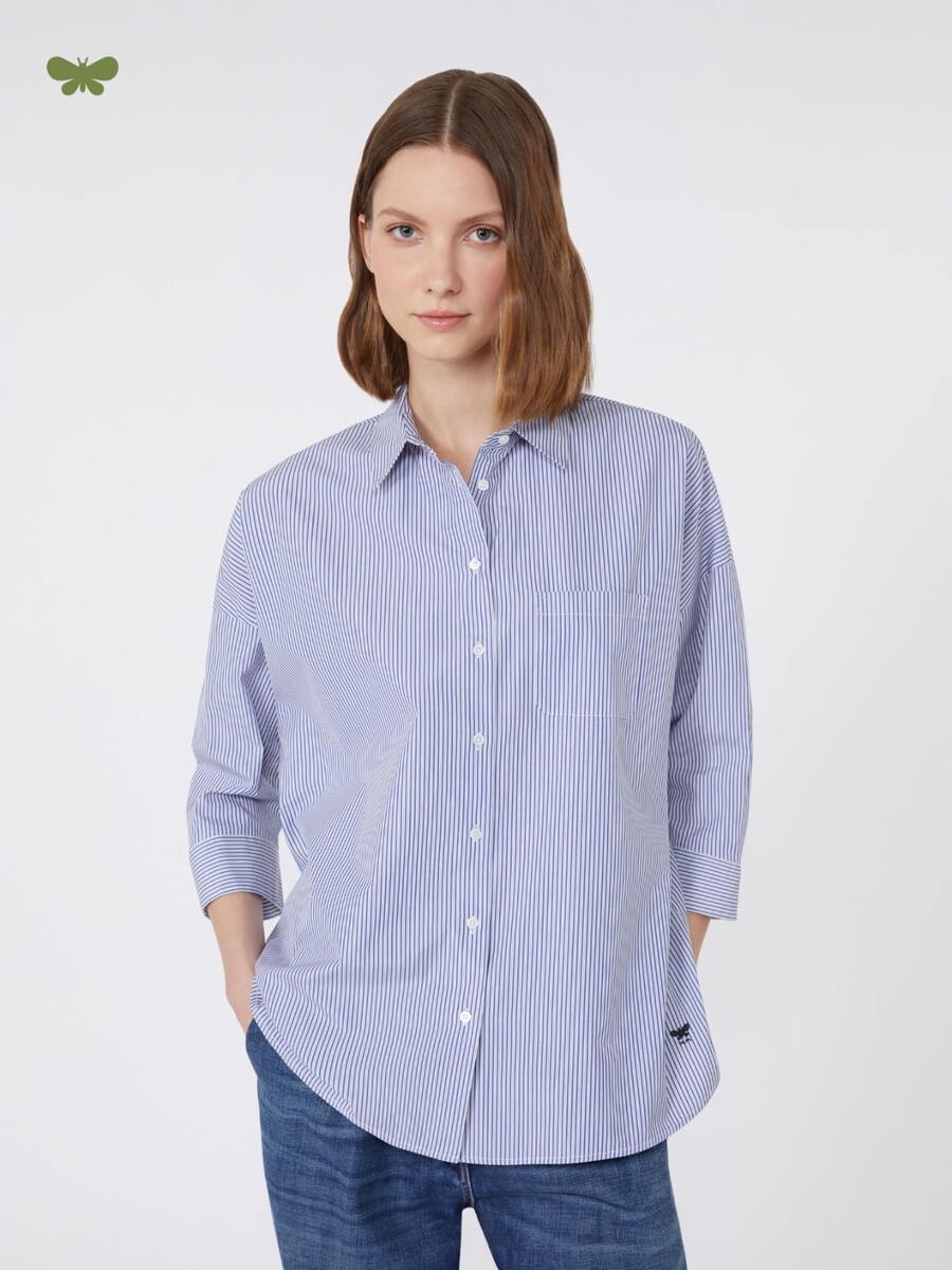 chemise évasée en popeline - marine