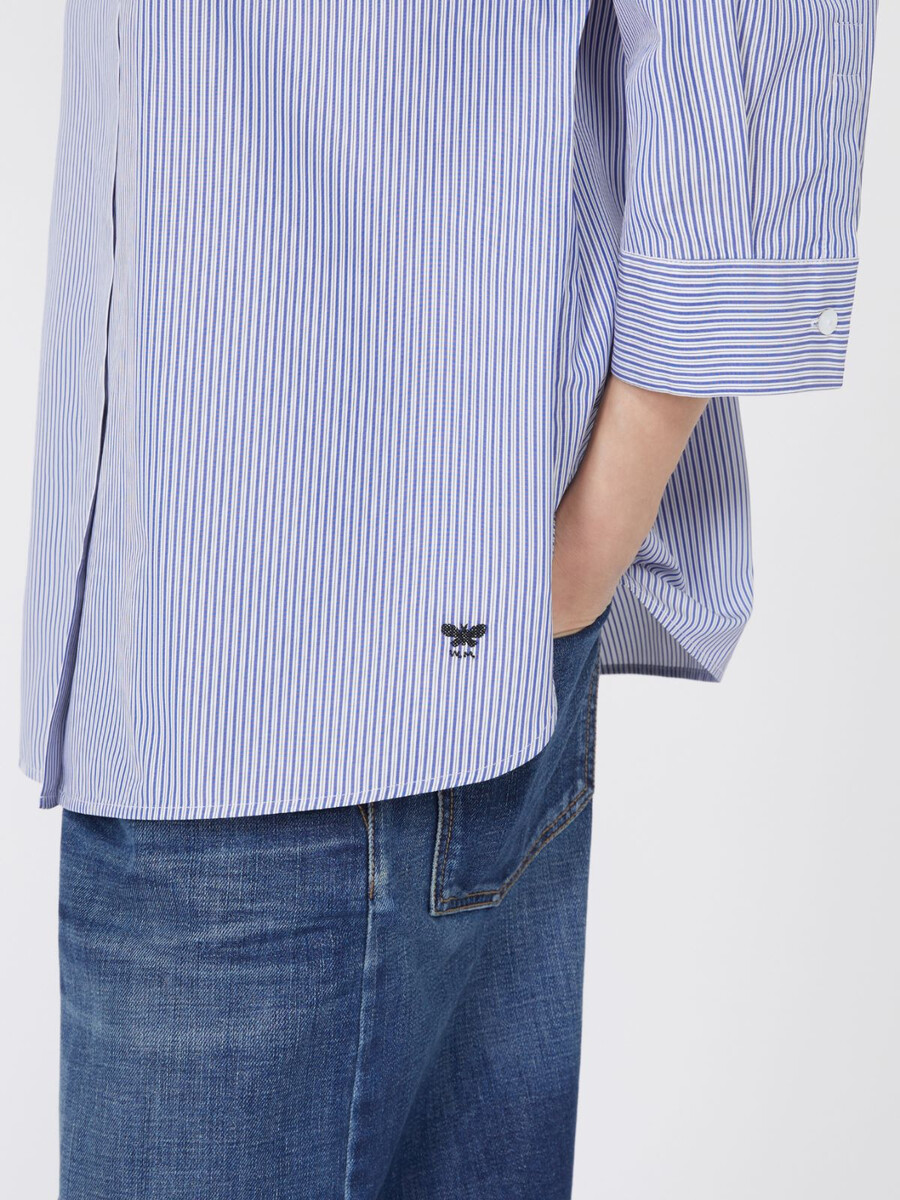 chemise évasée en popeline - marine