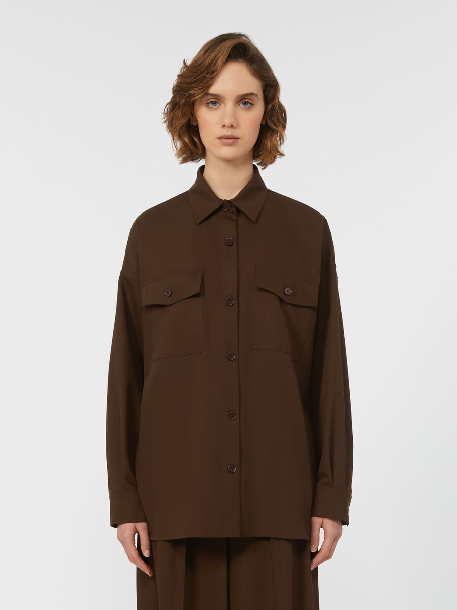 chemise en sergé de laine - marron foncÉ