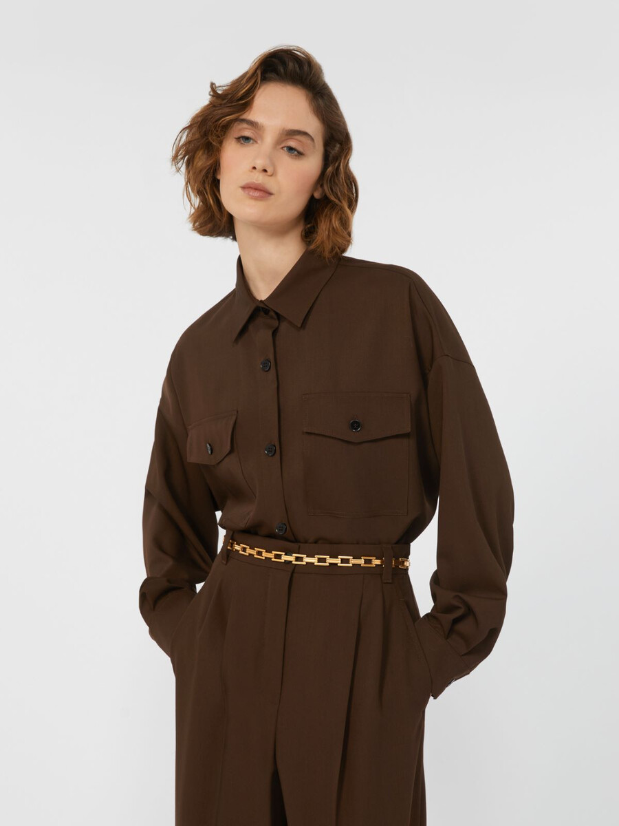 chemise en sergé de laine - marron foncÉ