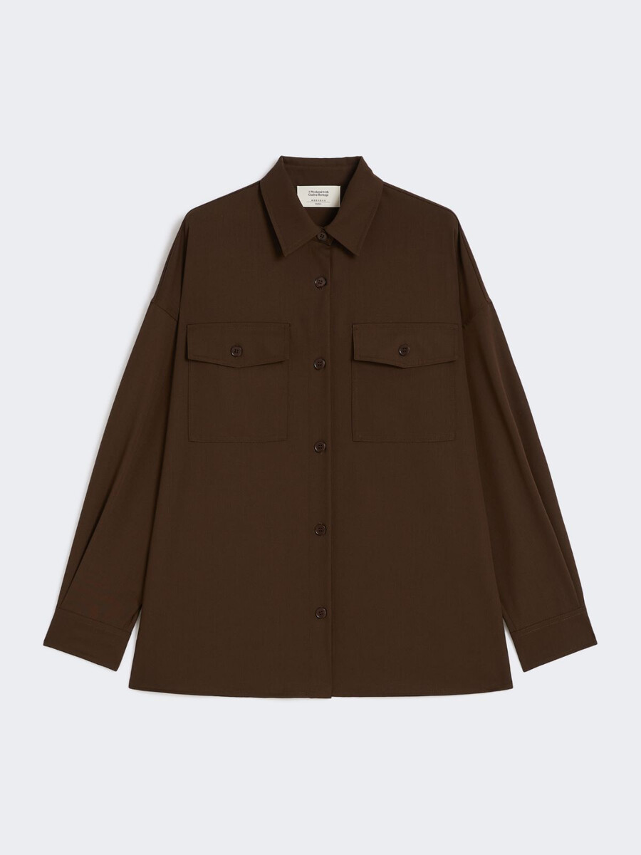chemise en sergé de laine - marron foncÉ