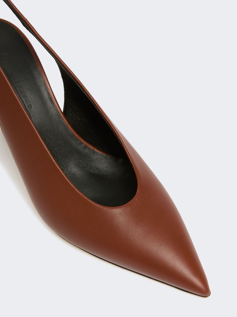 escarpins à bride arrière en cuir brillant - rouge marron