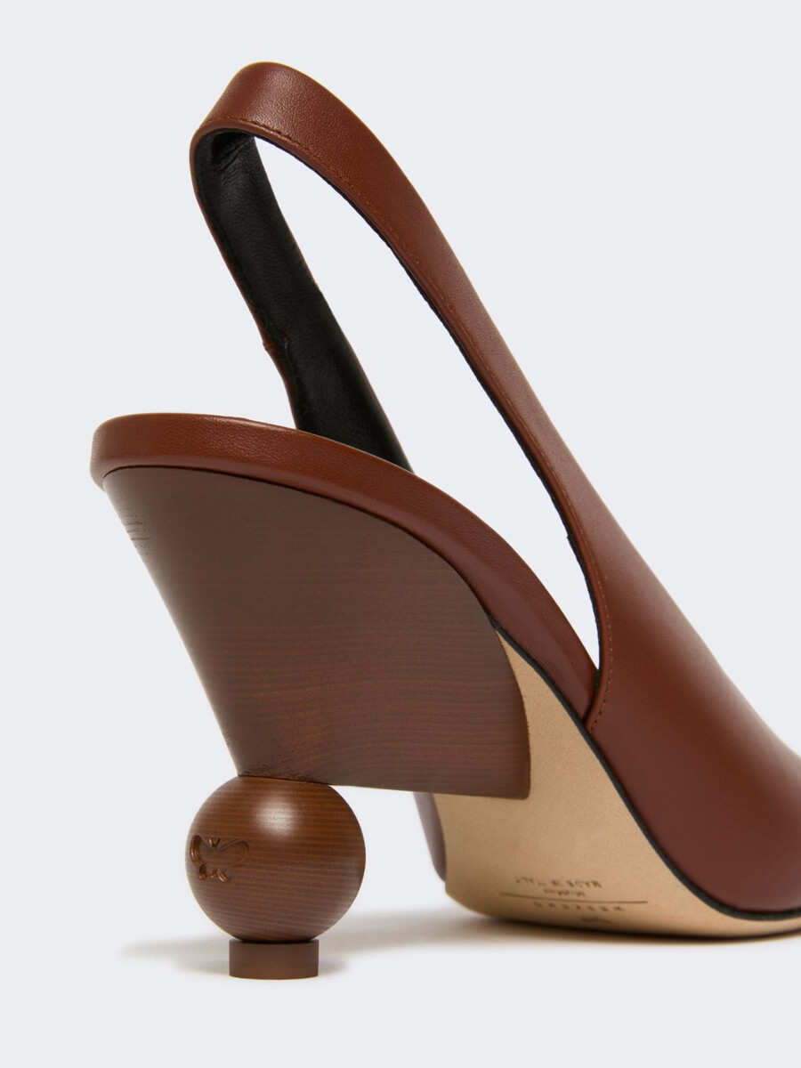 escarpins à bride arrière en cuir brillant - rouge marron