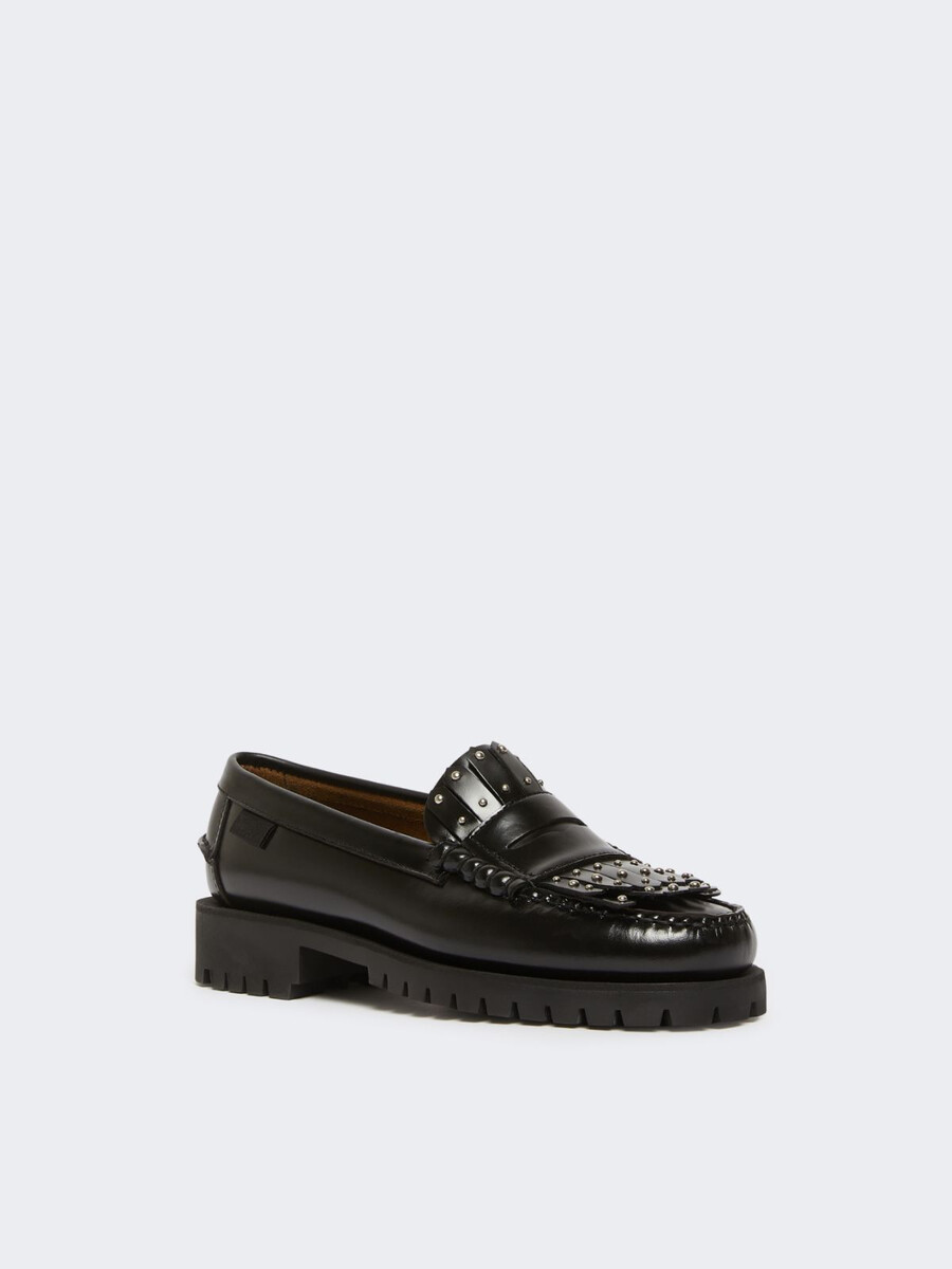 mocassins en cuir à micro-clous - noirs