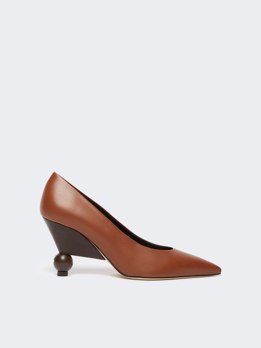 escarpins en cuir verni - tabac