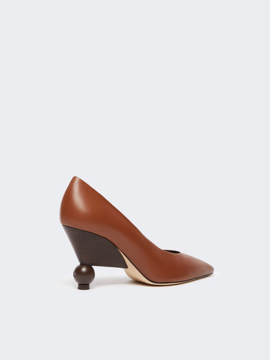 escarpins en cuir verni - tabac