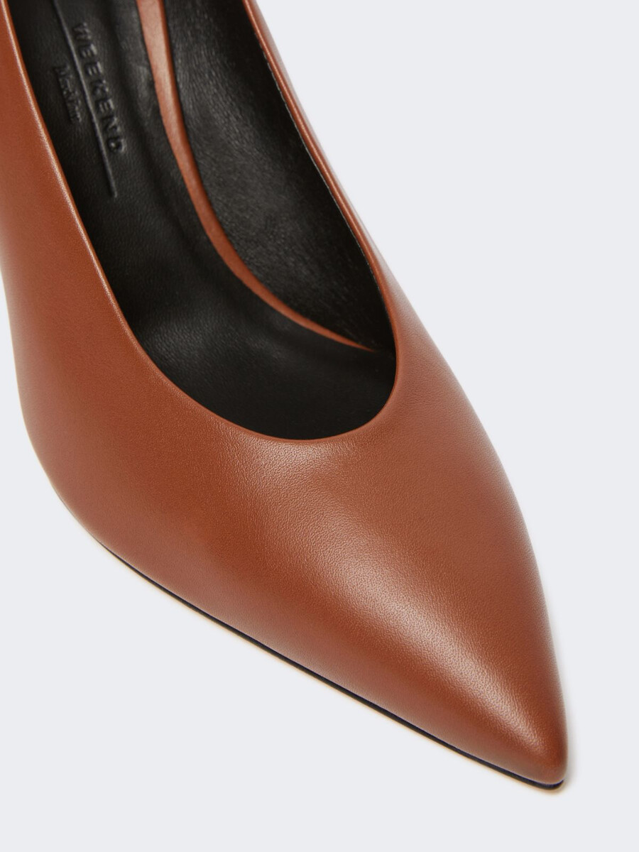 escarpins en cuir verni - tabac