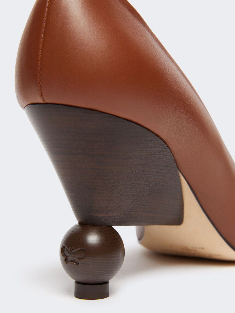 escarpins en cuir verni - tabac