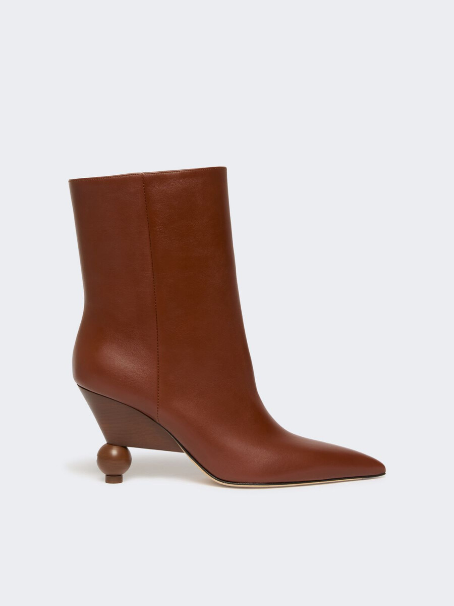 bottines en cuir brillant - rouge marron