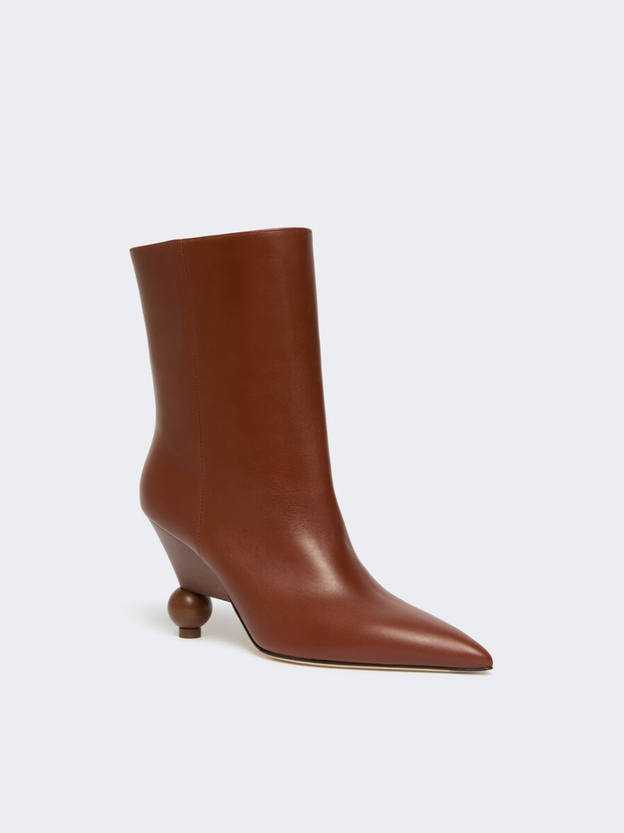 bottines en cuir brillant - rouge marron