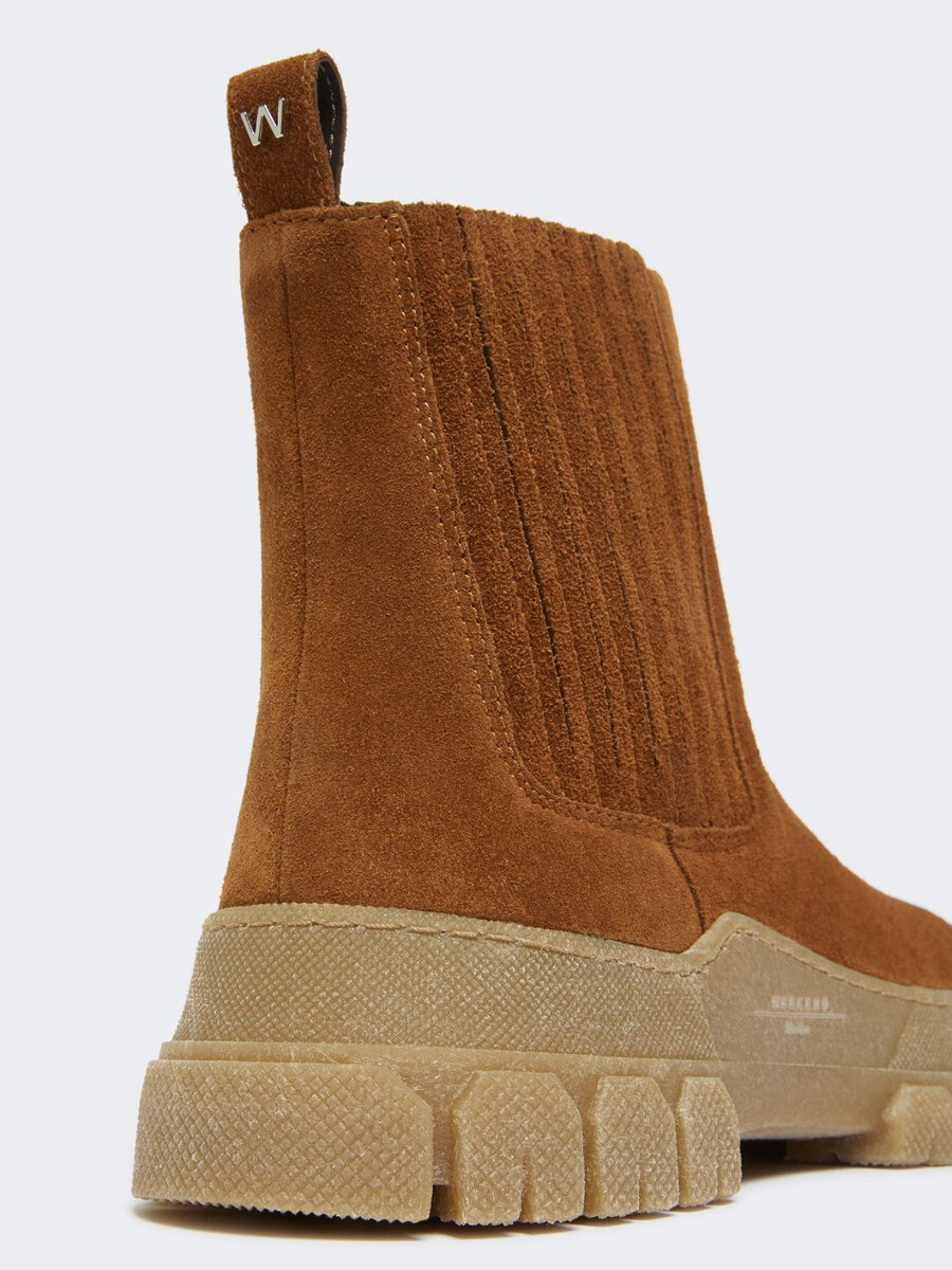 bottines chelsea en daim - tabac