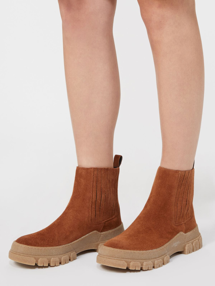 bottines chelsea en daim - tabac