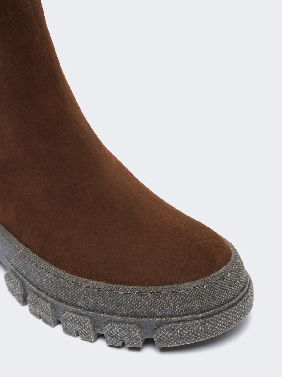 bottines chelsea en daim - marron