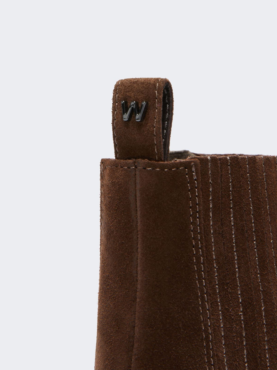 bottines chelsea en daim - marron