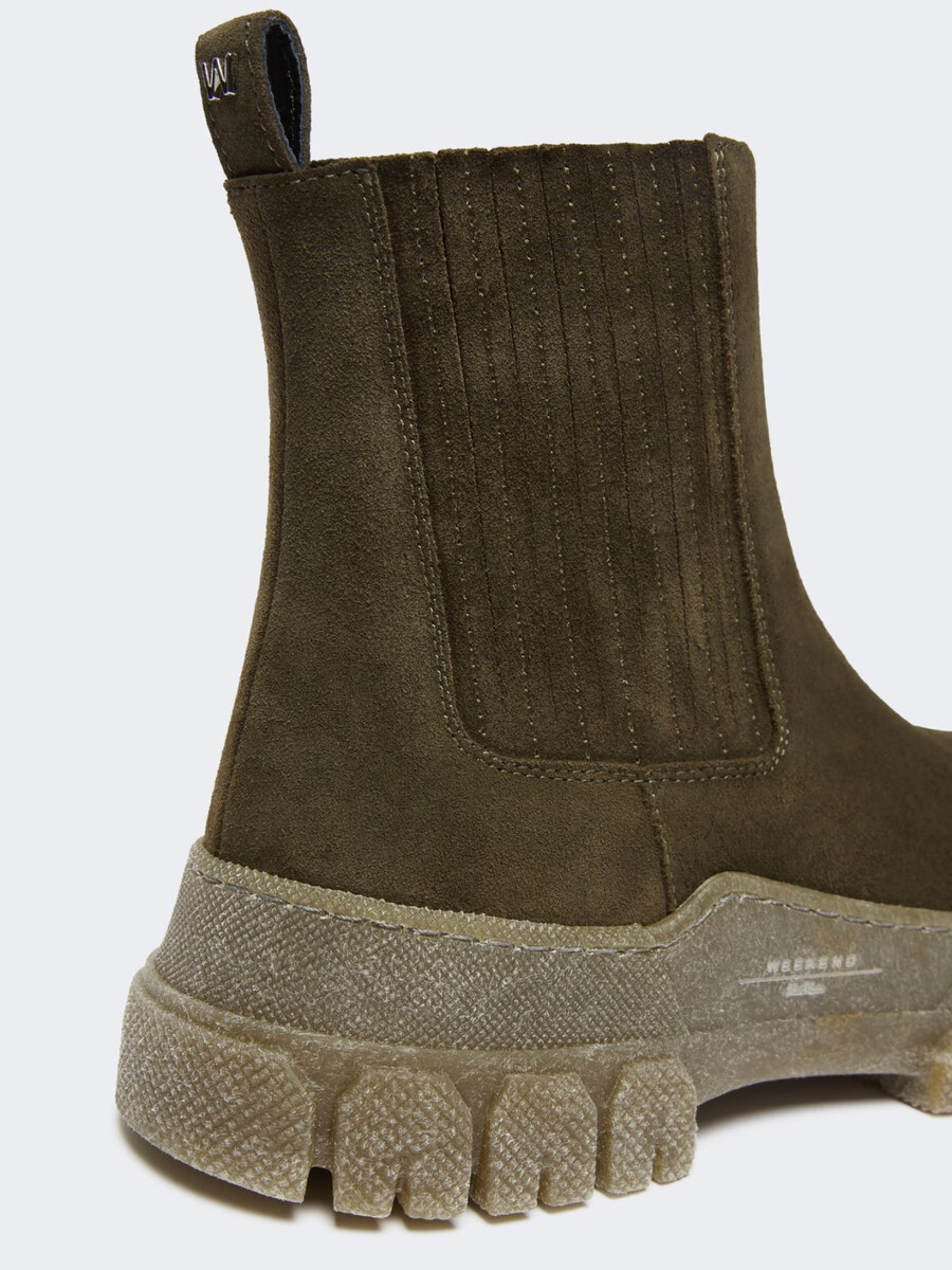 bottines chelsea en daim - kaki