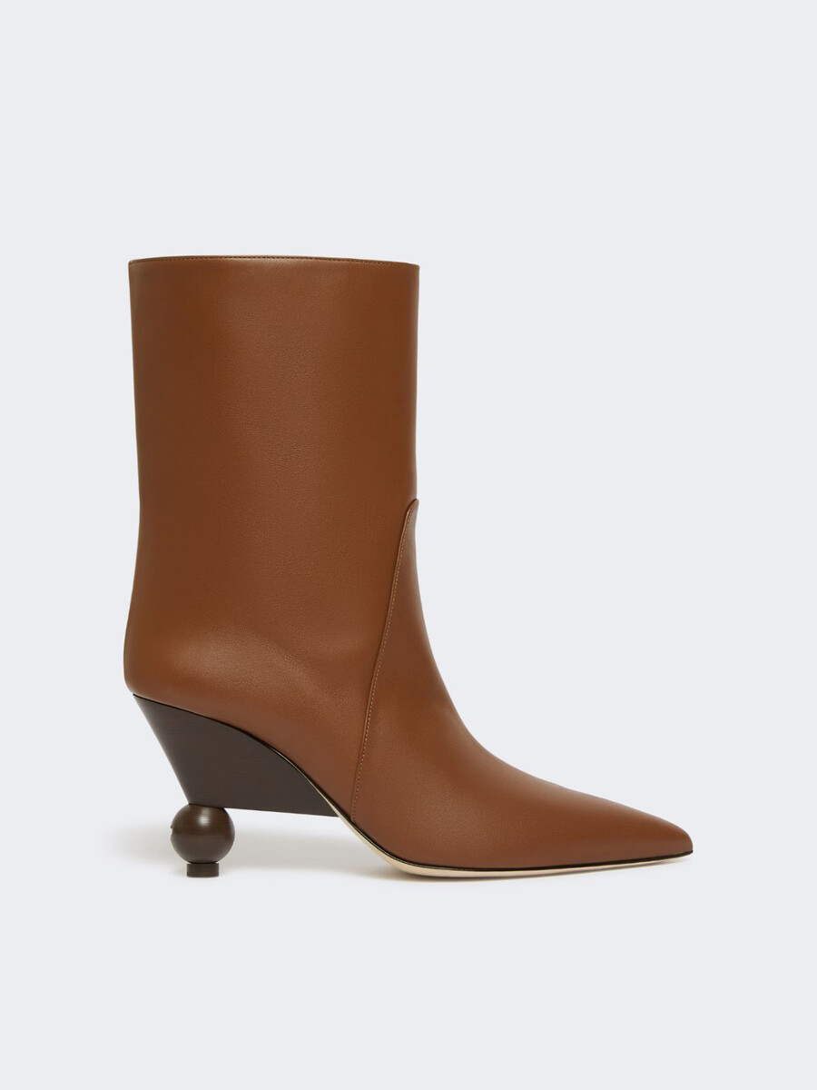 bottines en cuir verni - tabac