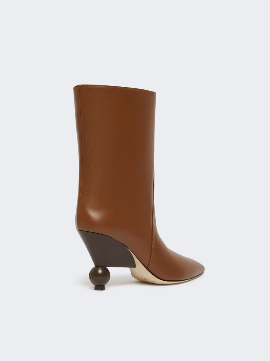 bottines en cuir verni - tabac