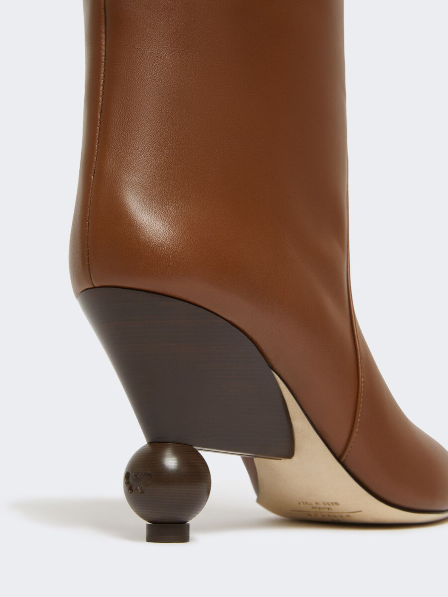 bottines en cuir verni - tabac