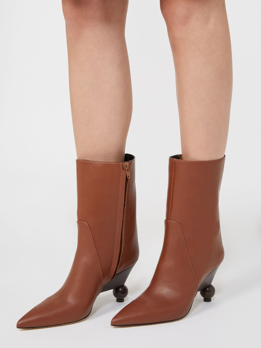 bottines en cuir verni - tabac