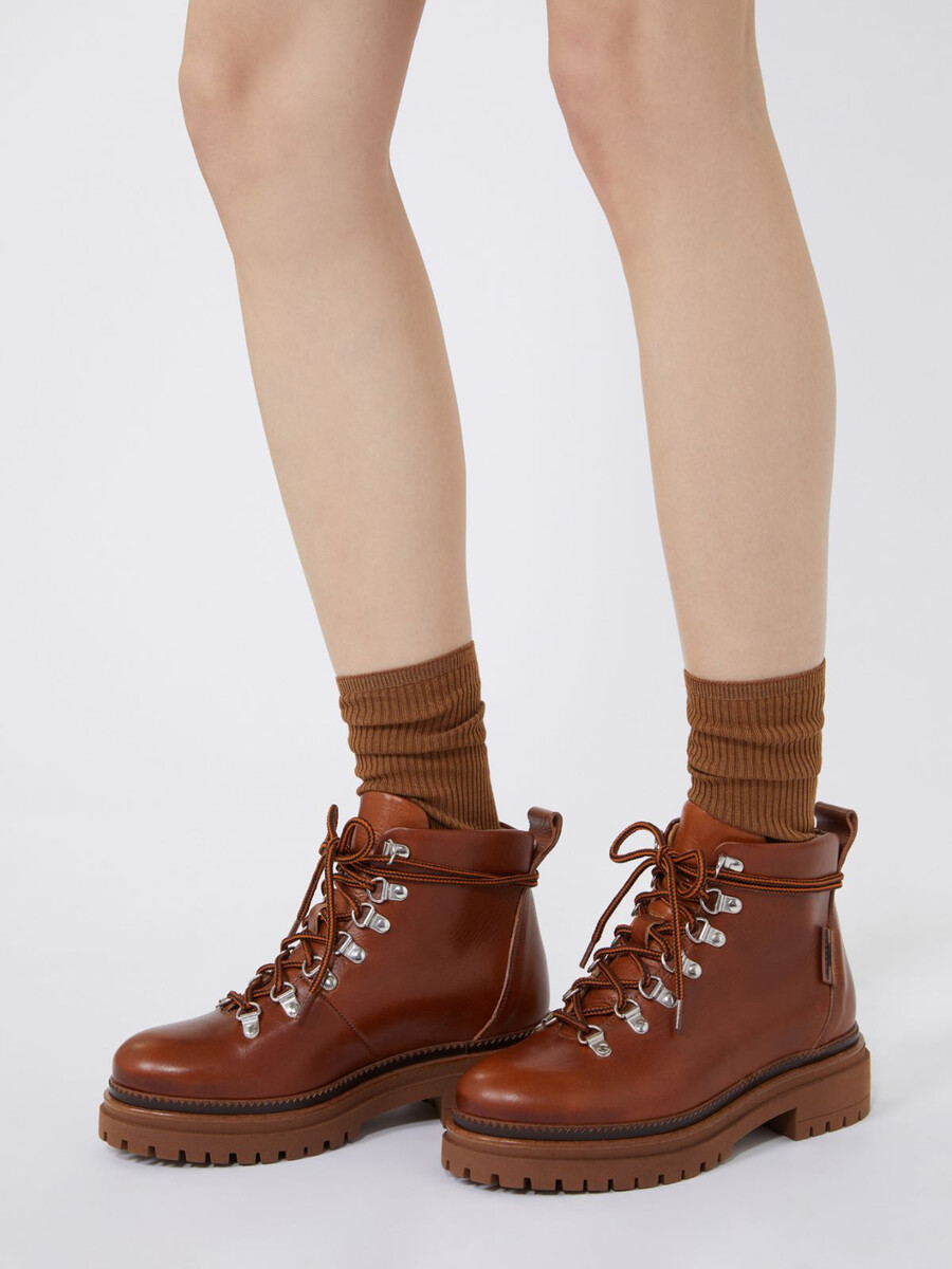 bottes de randonnée en cuir - miel