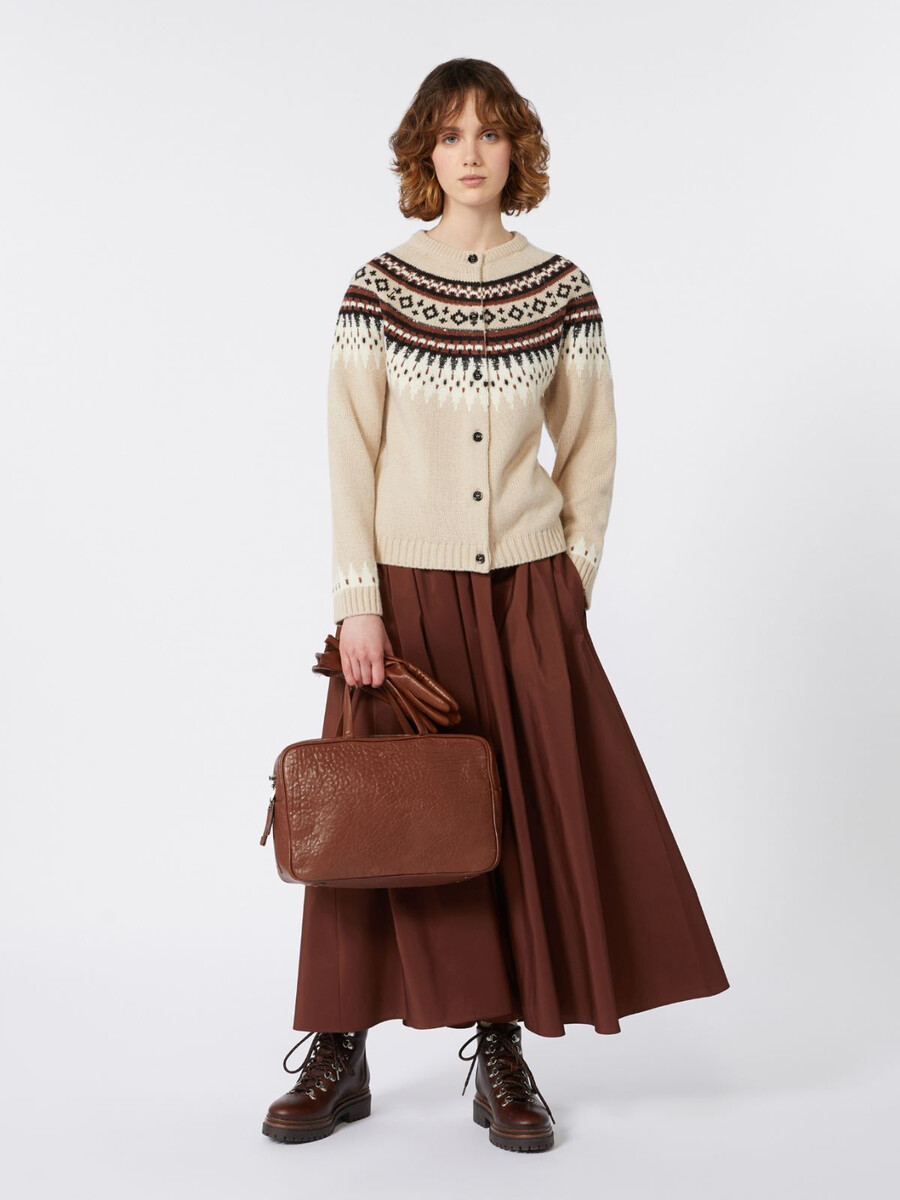 jupe longue en taffetas - marron foncÉ