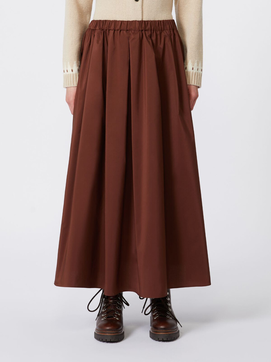 jupe longue en taffetas - marron foncÉ