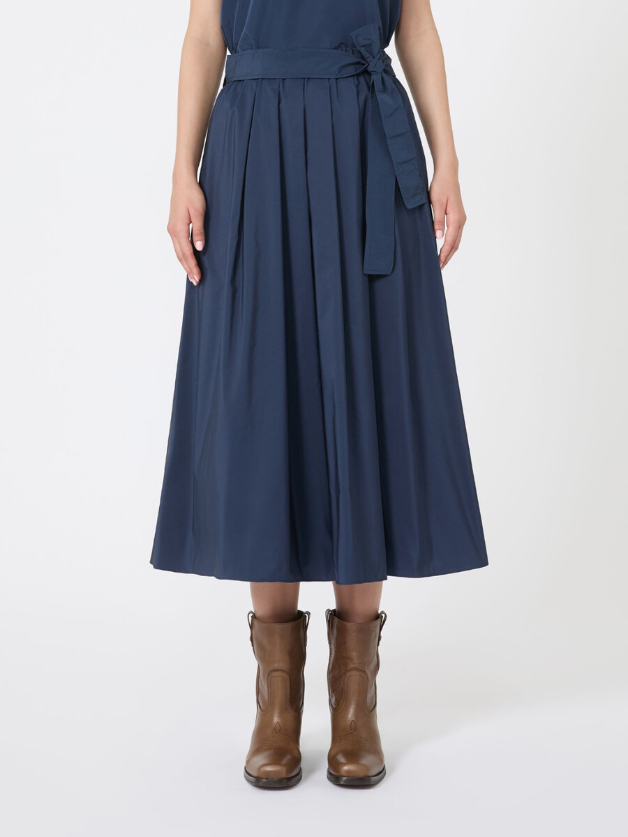 jupe midi en taffetas - bleu marine