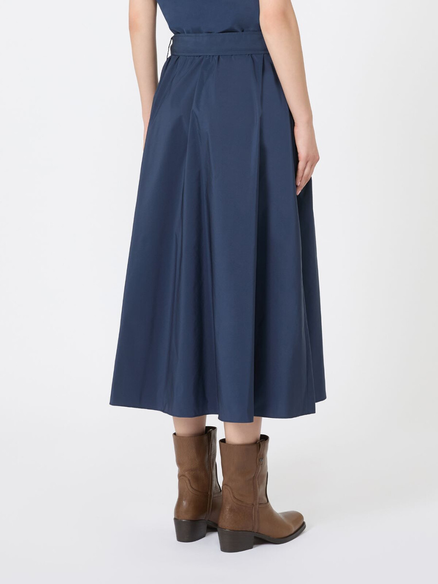 jupe midi en taffetas - bleu marine