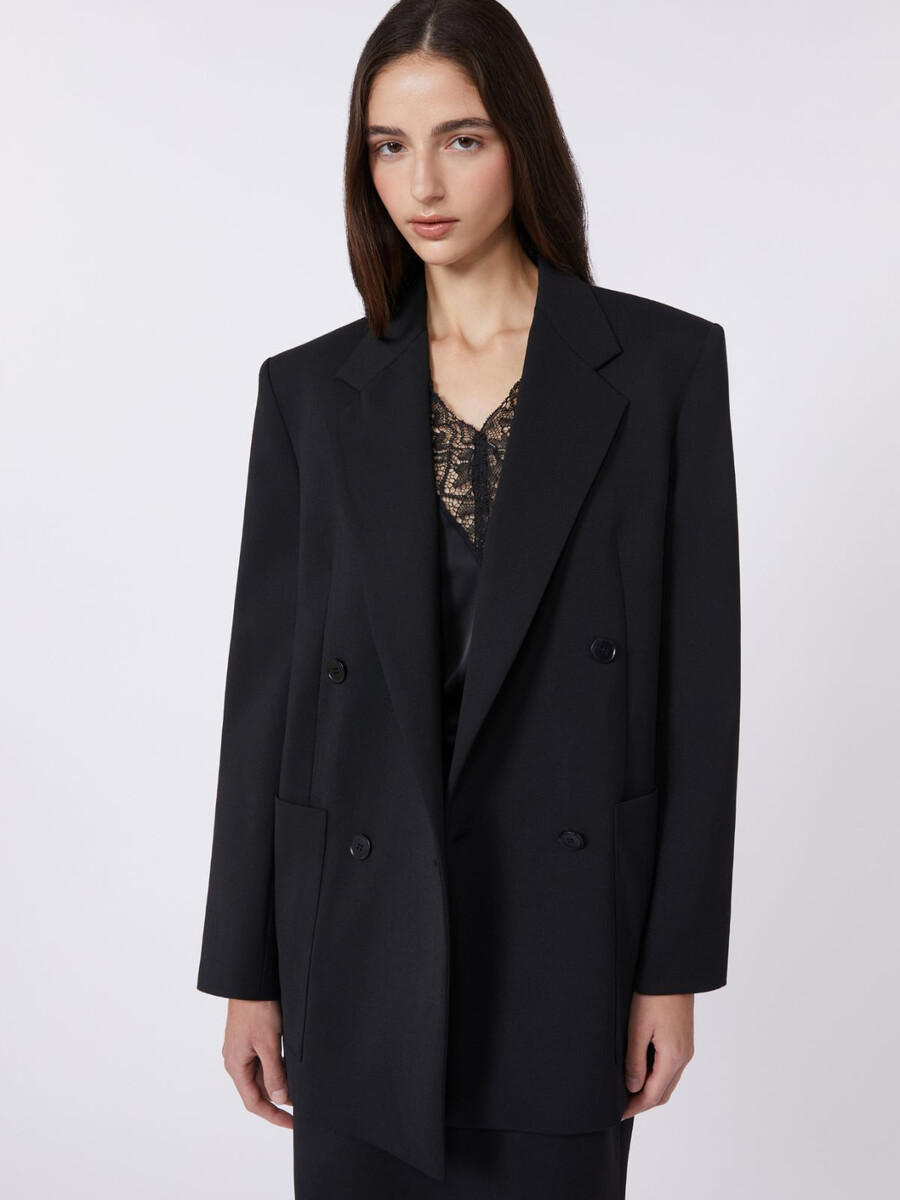 blazer technique croisé en laine - noir