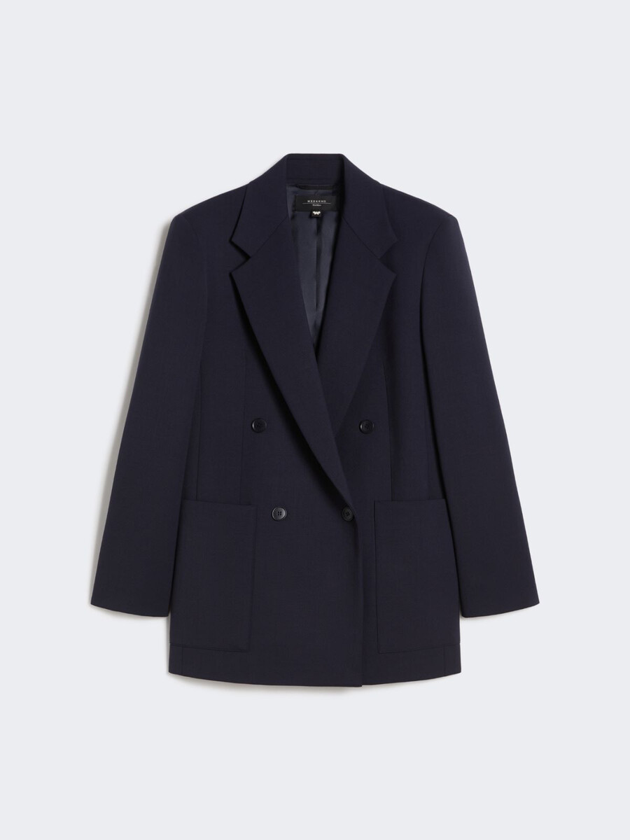 blazer technique croisé en laine - noir