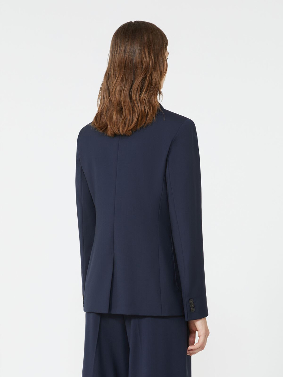 blazer croisé en toile de laine - bleu marine