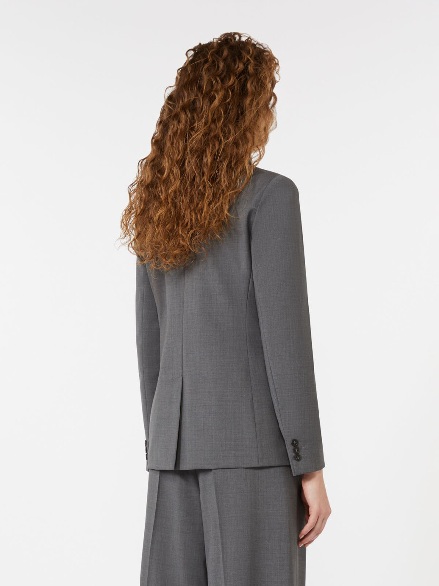 blazer croisé en toile de laine - gris moyen